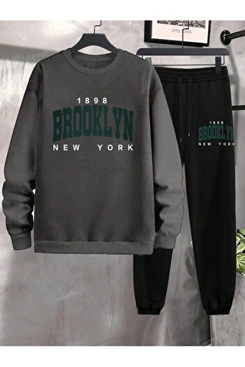 MOONBULL Ανδρικό Σετ αθλητικής φόρμας Brooklyn εμπριμέ σε μπεζ-καφέ