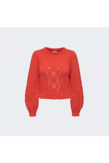 ONLY 15302241 Тільки Onlcarlıe Lıfe Ls Деталь O-Neck Knt Жіночий светр Poppy Red