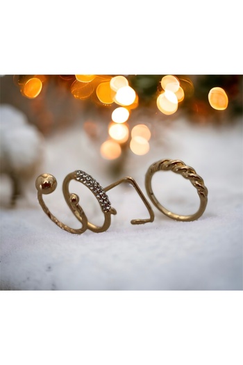 Vitastyle Gold 8-Piece Zircon Stone Ring Set