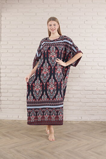 mervemoda Women's large size bat sleeve woven dress