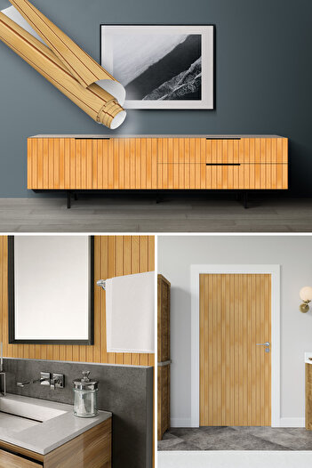 Dekoros Meşe Rengi Parke Desenli Kendinden Yapışkanlı Folyo, Masa, Mobilya Kaplama Kağıdı 45x500cm 0148