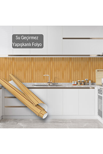 Dekoros Meşe Rengi Parke Desenli Kendinden Yapışkanlı Folyo, Masa, Mobilya Kaplama Kağıdı 45x500cm 0148