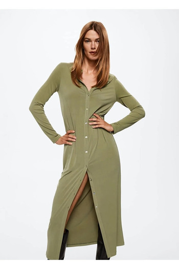 MANGO Khaki Women's Dress 37094065