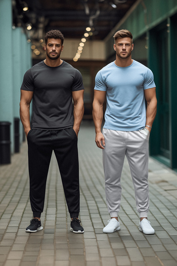 Trendyol Collection Γκρι-μαύρο Jogger Sweatpants - Elastic Leg, Regular Cut 2 Pack TMNAW22EA0279