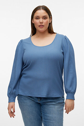 Veromoda Curve VMCBELITA LS U-NECK TOP JRS CUR