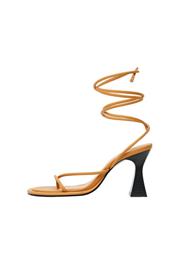 MANGO Woman Kadın Koyu Camel Sandalet