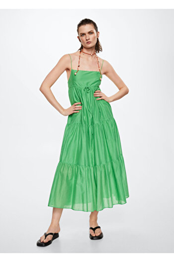 MANGO Green Women's Dress 37010462