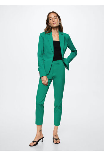 MANGO Woman Green Women's Trousers 37042881