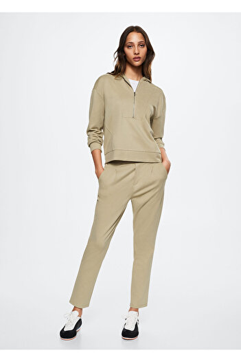 MANGO Woman KHAKI Women's Adult Trousers 37073839