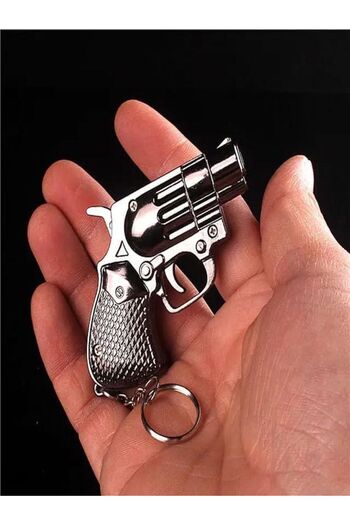 HK GİFT SHOP Revolver Küçük Tabanca Yaratıcı Çakmak Asılı Çakmağı Anahtarlık Doldurulabilir Gaz