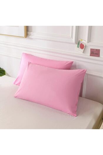 MERTİM Plain Cotton 2-Piece Pillow Case 50x70 Pink