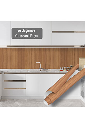 Dekoros Ahşap Desenli Yapışkanlı Folyo, Kestane Rengi Parke Görünümlü Kaplama Kağıdı, 45x500cm, 0120