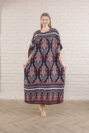 mervemoda Women's large size bat sleeve woven dress