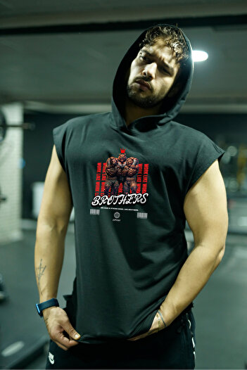 Oxlade Gym Fitness Hooded Athlete Hoodie Αμάνικο Like Brother Oversize Χαλαρή Εφαρμογή ®