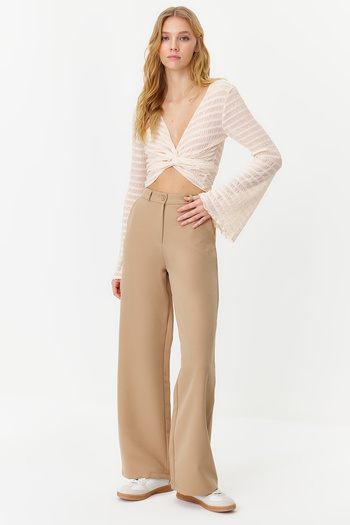 Trendyol Collection Mink Colored Wide Leg Woven Trousers - Twoaw21Pl0332