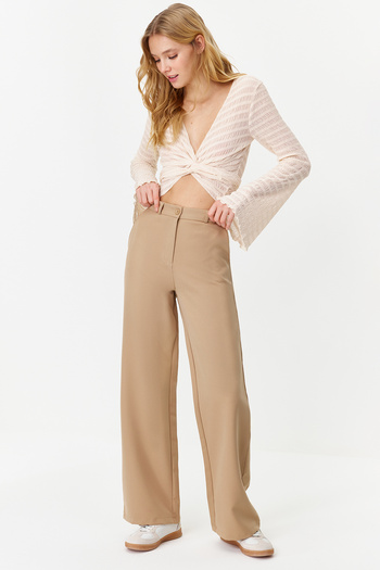 Trendyol Collection Mink Colored Wide Leg Woven Trousers - Twoaw21Pl0332