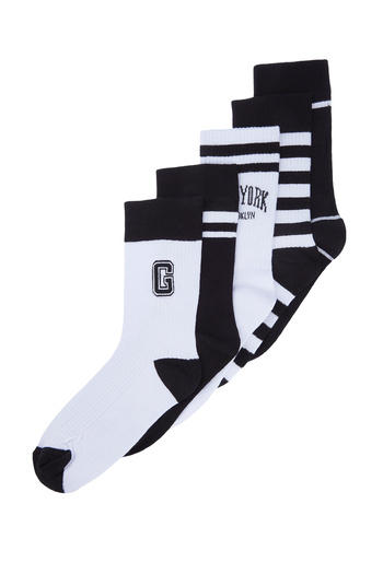 Trendyol Collection Pack of 5 Striped and Text Embroidered COllege-tennis-medium Socks - COlorful TMNSS24co00011