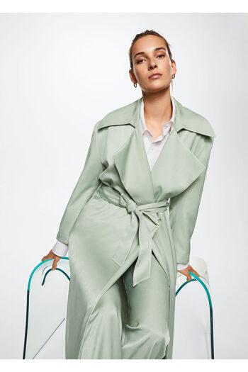 MANGO Woman Pastel Green Women's Trench Coat37001042