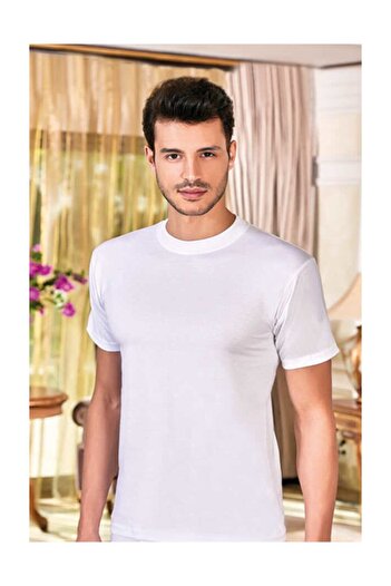 Berrak Men's Closed Collar Combed Cotton Single Jersey Undershirt 6 Pieces