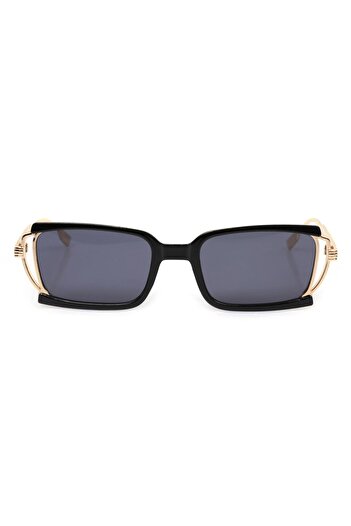 TomyHelf Black Frame Black Glass Metal Gold Handle Rectangular Women's Sunglasses