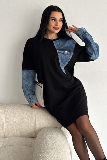 FEMELLE Rochie cu detaliu din denim (corritură lejeră)