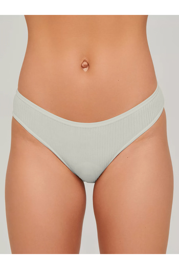MİSTİRİK Model Taranto Chiloți cu nervuri din bumbac elastic cu talie înaltă Culoare Ecru