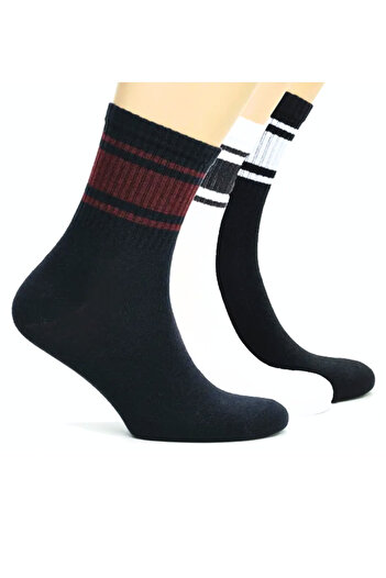 socksbox 6 Çift Çemberli Dikişsiz Kadın-Erkek Tenis Spor Yürüyüş Koşu Kolej Çorabı/Unisex/37-43
