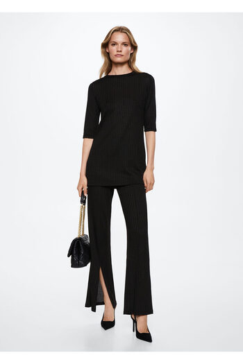 MANGO Woman Black Women's Trousers 37045814