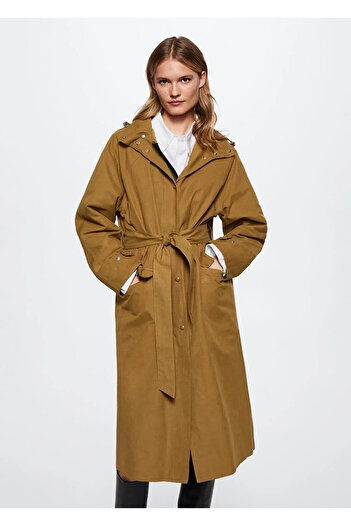 MANGO Woman Hnědá dámská parka 37067715