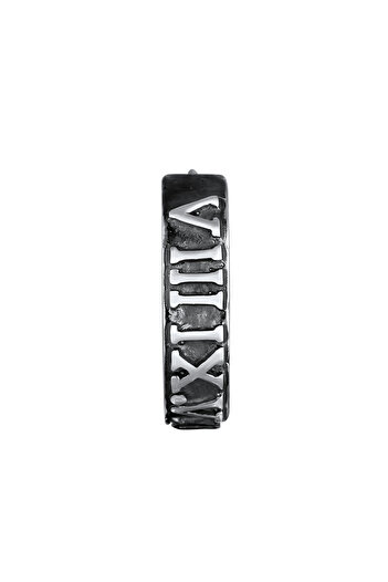 KUZZOI Ohrringe Single Creole Römische Zahlen oxidiert 925 Silber
