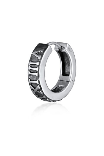 KUZZOI Ohrringe Single Creole Römische Zahlen oxidiert 925 Silber