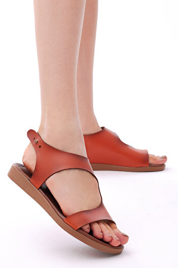 Tonny Black Women's Orange Comfortable Fit Single Strap Sandals