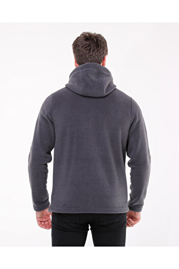 RED RACE Füme Kapşonlu Fermuarlı Polar Sweatshirt