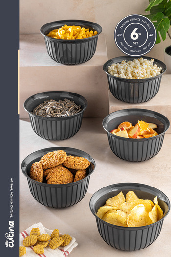Stile Cucina Linea 6-Piece Practical Snack Bowl Anthracite 1 Liter