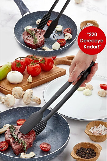 AYGÖREN HOME Gnarp Style Serving and Grilling Tongs Fireproof Non-Stick Silicone Tongs Non-Slip Barbecue Tongs