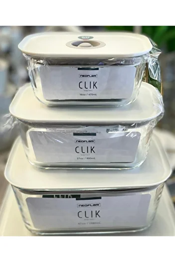 NEOFLAM Fika Clik Rectangular Storage Container Beige 3 Piece Set
