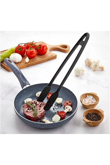 AYGÖREN HOME Gnarp Tarz Servis Ve Izgara Maşası Yanmaz Yapışmaz Silikon Maşa Kaymaz Barbekü Maşası