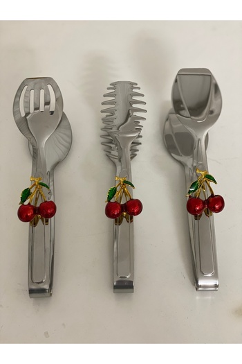 Elzem STAINLESS STEEL CHERRY ACCESSORY 3-PIECE SERVICE TONG SET