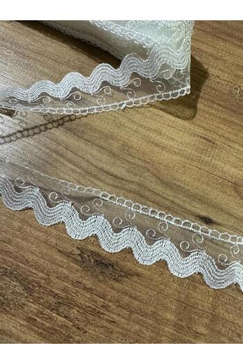 efem gipür ZigZag Pattern Tulle Tape 8.5 m ecru