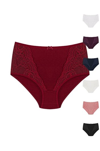 ŞahTan High Waist Large Size Lace Detailed Cotton Bato Women's Panties