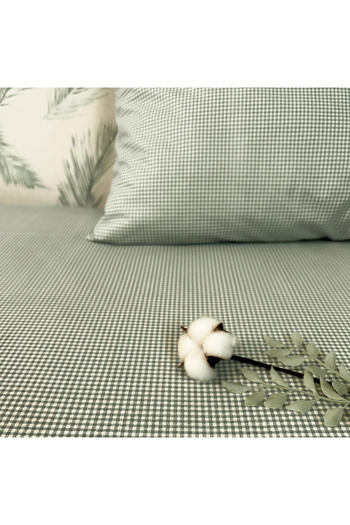 MundoLindo 100% Natural Cotton Gingham Single Elasticless 2 Piece Sheet Set Mint