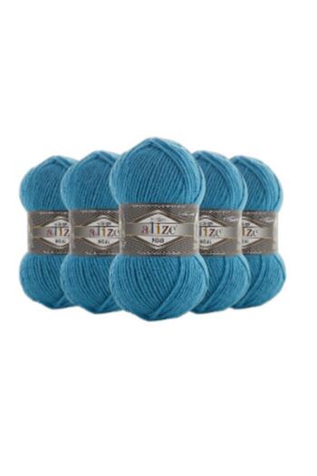 Alize 5 Pieces Superlana Midi Turquoise 484 Hand Knitting Thread Vest Cardigan Thread Scarf Beanie Sweater Thread