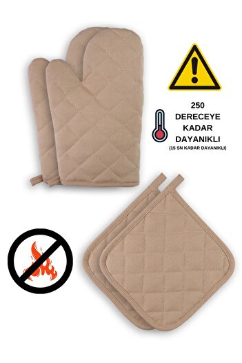 sevilya Fireproof and Heat Resistant Oven Mitts and Holders (2 GLOVES, 2 HANDLES)