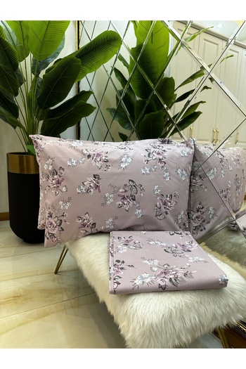 micoton Patterned Double 100% Cotton Non-Elastic Sheet and Pillowcase Set