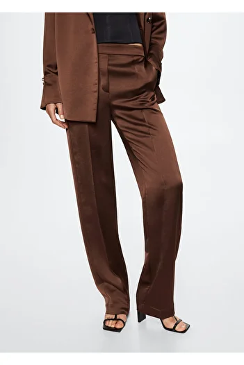 MANGO Woman Chocolate Women's Trousers 37065908