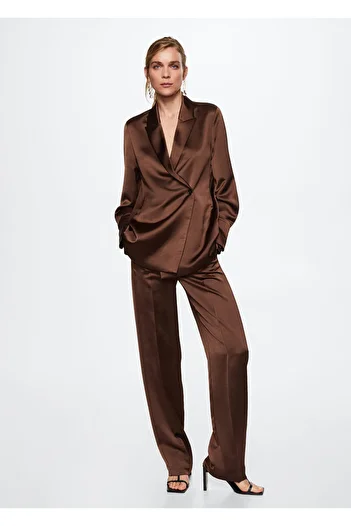 MANGO Woman Chocolate Women's Trousers 37065908