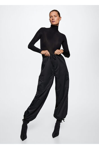 MANGO Woman Black Women's Trousers 37037769