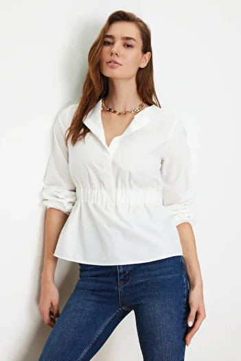 Trendyol Collection Ecru Front Buttoned Woven Blouse TWOSS24BZ00171