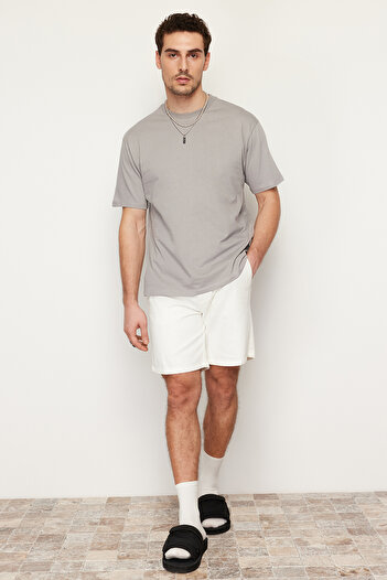 Trendyol Collection Gray Basic Oversize Cotton T-Shirt - Tmnss22Ts0274