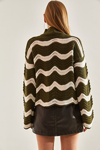 Bianco Lucci Women's Patterned Openwork Knitwear Sweater